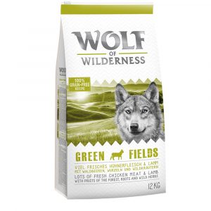 2 x 12 kg Wolf of Wilderness Trockenfutter - getreidefrei - Green Fields - Lamm