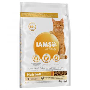 10 kg / 15 kg IAMS Katzenfutter zum Sonderpreis! - Vitality Hairball Ausgewachsene Katzen Huhn (10 kg)