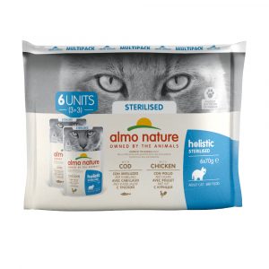 20 + 4 gratis! 24 x 70 g Almo Nature Holistic - Sterilised Mix: Huhn & Kabeljau (24 x 70 g)