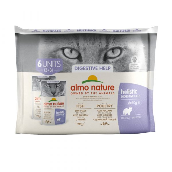 20 + 4 gratis! 24 x 70 g Almo Nature Holistic - Digestive Help Mix: Geflügel & Fisch (24 x 70 g)