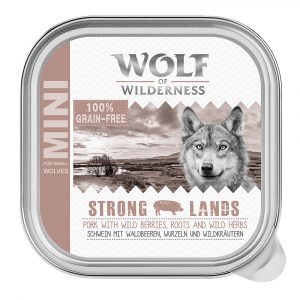Probierangebot! 6 x 150 g Wolf of Wilderness Adult - Schale - Strong Lands - Schwein