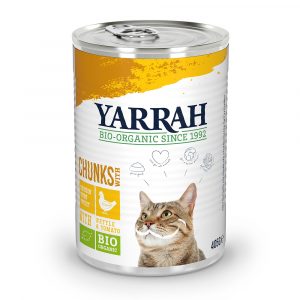 400 g / 405 g Yarrah Bio Pâté / Chunks zum Sonderpreis! - Chunks: Bio Huhn mit Bio Brennnesseln & Bio Tomaten in Soße (405 g)
