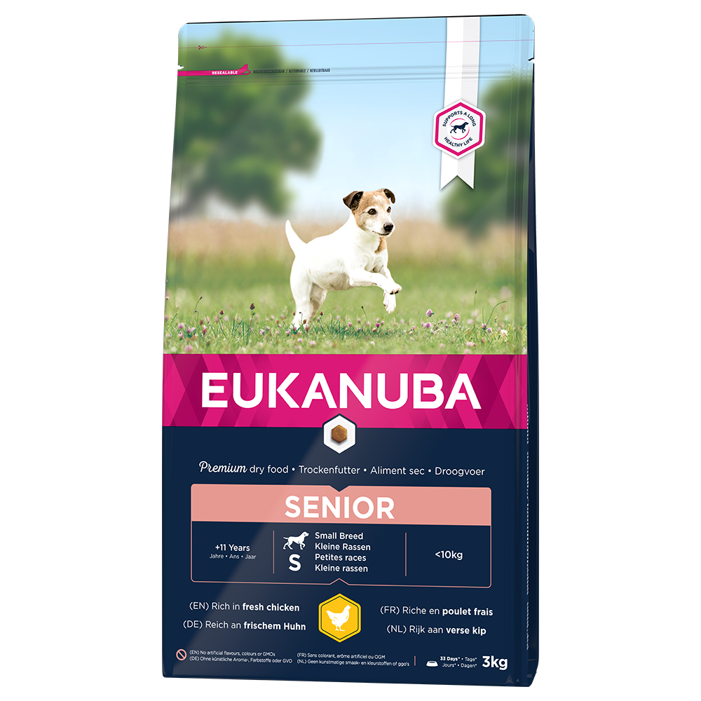 3 kg Eukanuba Breed Trockenfutter zum Sonderpreis! - Caring Senior Small Huhn