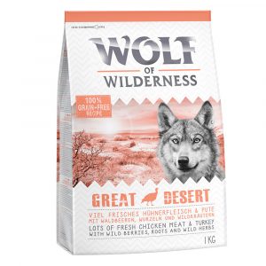2 x 1 kg Wolf of Wilderness Trockenfutter zum Sonderpreis! - Great Desert - Pute