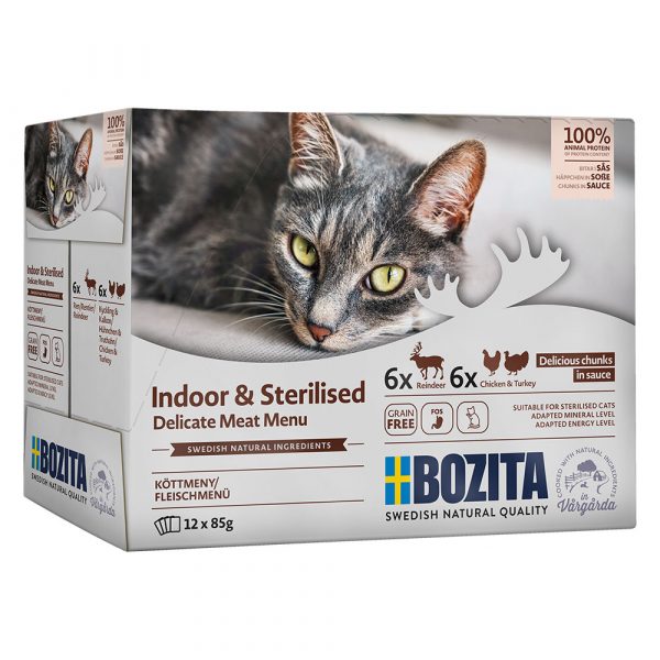 12 x 85 g Bozita Indoor & Sterilised zum Sonderpreis! - Mixpaket in Soße