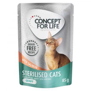 12 x 85 g Concept for Life getreidefrei zum Sonderpreis! - Sterilised Cats Lachs - in Soße