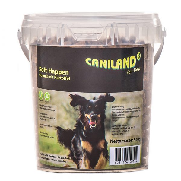 Caniland Hundesnacks zum Sonderpreis!  - Soft Strauß-Happen getreidefrei (540 g)