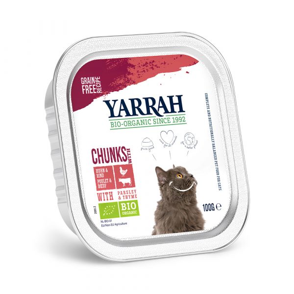 6 x 100 g Yarrah Bio Pate / Chunks zum Sonderpreis! - Bio Chunks: Bio Huhn & Bio Rind mit Bio Petersilie & Bio Thymian