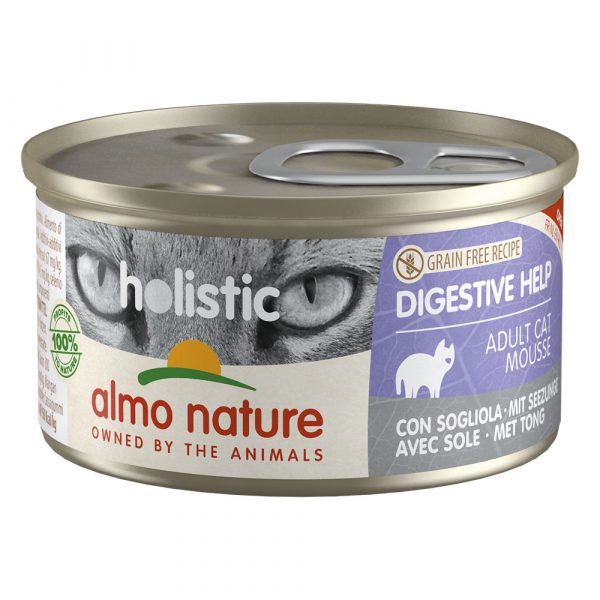 20 + 4 gratis! 24 x 85 g Almo Nature Holistic - Specialised Nutrition: Digestive Help mit Seezunge