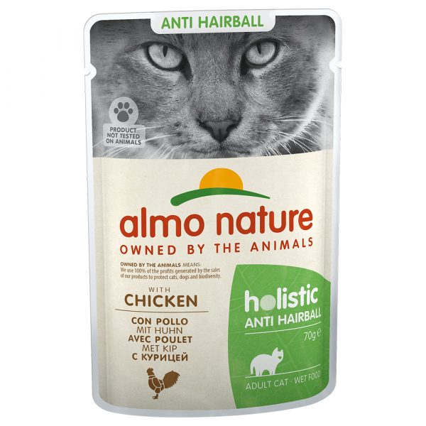 20 + 4 gratis! 24 x 70 g Almo Nature Holistic - Anti Hairball: Huhn (24 x 70 g)