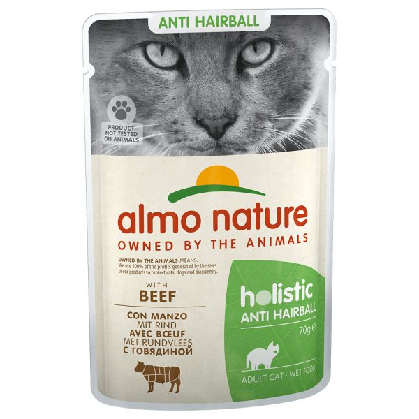 20 + 4 gratis! 24 x 70 g Almo Nature Holistic - Anti Hairball: Rind (24 x 70 g)