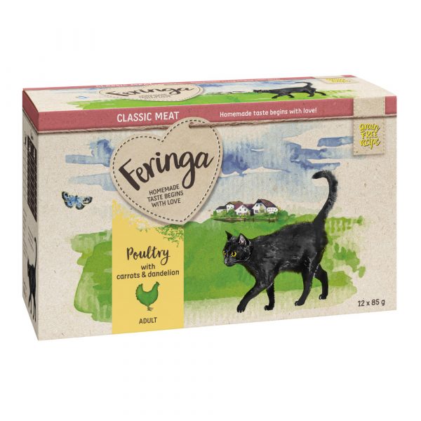 Feringa Classic Meat Menü Pouch 12 x 85 g zum Probierpreis! - Geflügel mit Möhrchen