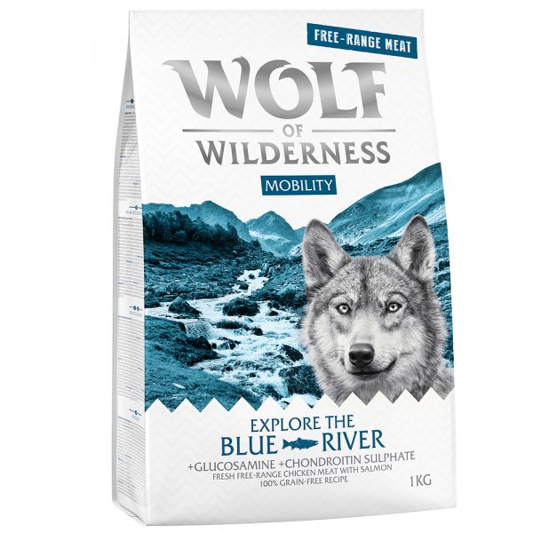 2 x 1 kg Wolf of Wilderness Trockenfutter zum Sonderpreis! Mobility Explore the Blue River - Freilandhuhn & Lachs