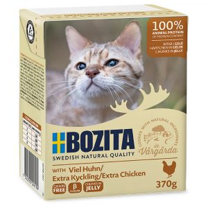 5 + 1 gratis! 6 x 370 g Bozita Häppchen in Gelee oder Soße - Viel Huhn in Gelee