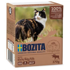 5 + 1 gratis! 6 x 370 g Bozita Häppchen in Gelee oder Soße - Elch in Gelee