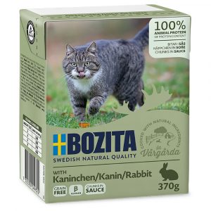 5 + 1 gratis! 6 x 370 g Bozita Häppchen in Gelee oder Soße - Kaninchen in Soße