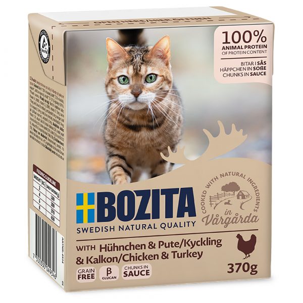 5 + 1 gratis! 6 x 370 g Bozita Häppchen in Gelee oder Soße - Hühnchen & Pute in Soße