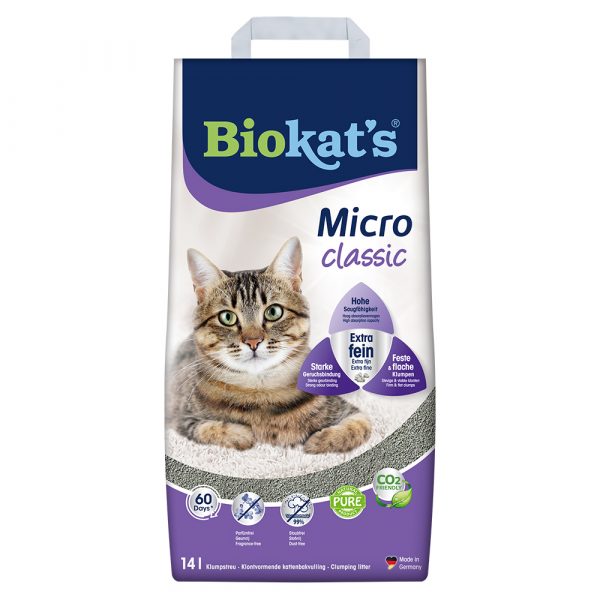 2 l gratis! 14 l Biokat's Micro Katzenstreu - Classic
