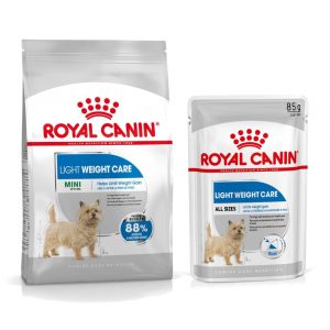 Großgebinde Royal Canin CCN Trockenfutter + 12 x 85 g passendes Nassfutter gratis! - 8 kg Mini Light Weight Care + 12 x 85 g Light Weight Care
