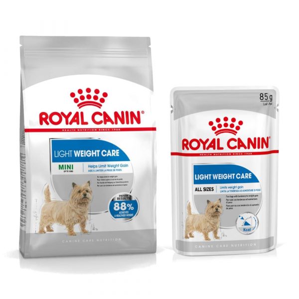 Großgebinde Royal Canin CCN Trockenfutter + 12 x 85 g passendes Nassfutter gratis! - 8 kg Mini Light Weight Care + 12 x 85 g Light Weight Care