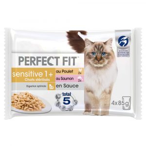 42 + 10 gratis! 52 x 85 g Perfect Fit Sterilise in Soße - Sensitive Adult 1+ (Huhn & Lachs)