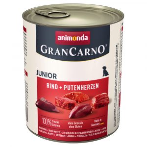 20 + 4 gratis! 24 x 800 g Animonda GranCarno Original - Junior: Rind & Putenherzen