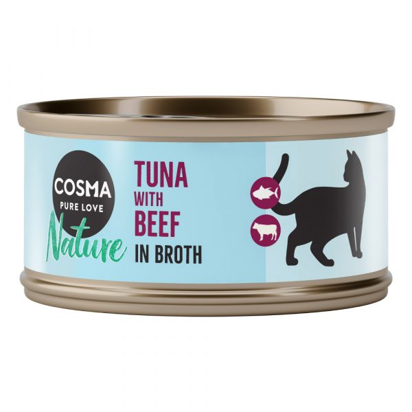 5 + 1 gratis! 6 x 70 g Cosma Nature -  Thunfisch & Rind