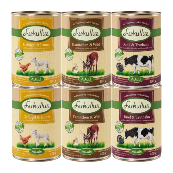 Sparpaket Lukullus Naturkost 24 x  400 g - Adult Mixpaket (3 Sorten)