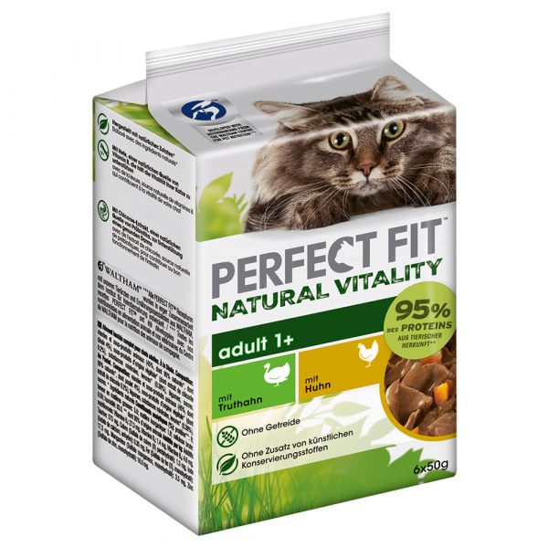 30 + 6 gratis! 36 x 50 g Perfect Fit Natural Vitality Adult 1+ - Huhn und Truthahn
