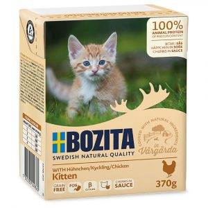 5 + 1 gratis! 6 x 370 g Bozita Häppchen in Gelee oder Soße - Hühnchen für Kitten in Soße