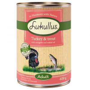 10 + 2 gratis! 12 x 400 g Sparpaket Lukullus Naturkost - Truthahn & Forelle (getreidefrei)
