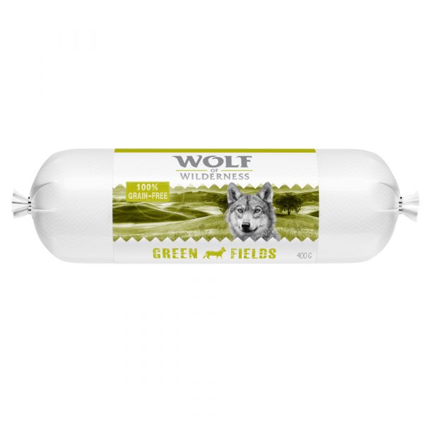 Sparpaket Wolf of Wilderness Adult 24 x 400 g  - Wurst - Green Fields - Lamm