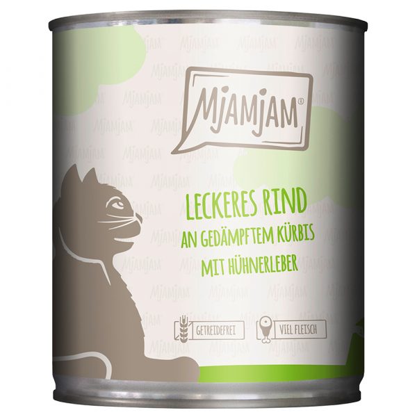 Sparpaket MjAMjAM 24 x 800 g  - leckeres Rind an gedämpftem Kürbis