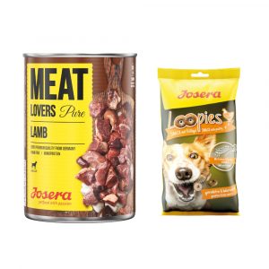 6 x 400 g Josera Meatlovers + 150 g Loopies Geflügel Hundesnack gratis! - Pure: Lamm
