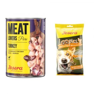 6 x 400 g Josera Meatlovers + 150 g Loopies Geflügel Hundesnack gratis! - Pure: Truthahn