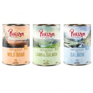 10 + 2 gratis! 12 x 200 g/ 400 g Purizon Adult - Mix 3 Sorten (4 x 400 g Wildschwein