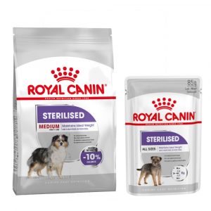 Großgebinde Royal Canin CCN Trockenfutter + 12 x 85 g passendes Nassfutter gratis! - 12 kg Medium Sterilised + 12 x 85 g Sterilised