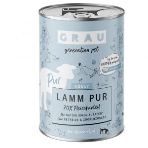 5 + 1 gratis! 6 x 400 g GRAU Nassfutter - Lamm Pur mit Leinöl