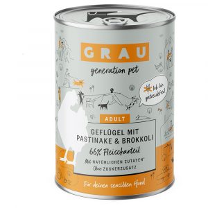 5 + 1 gratis! 6 x 400 g GRAU Nassfutter - Geflügel mit Pastinake & Brokkoli