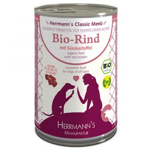 Sparpaket Herrmann's Menü getreidefrei 24 x 400 g - Bio Rind mit Bio Süßkartoffel