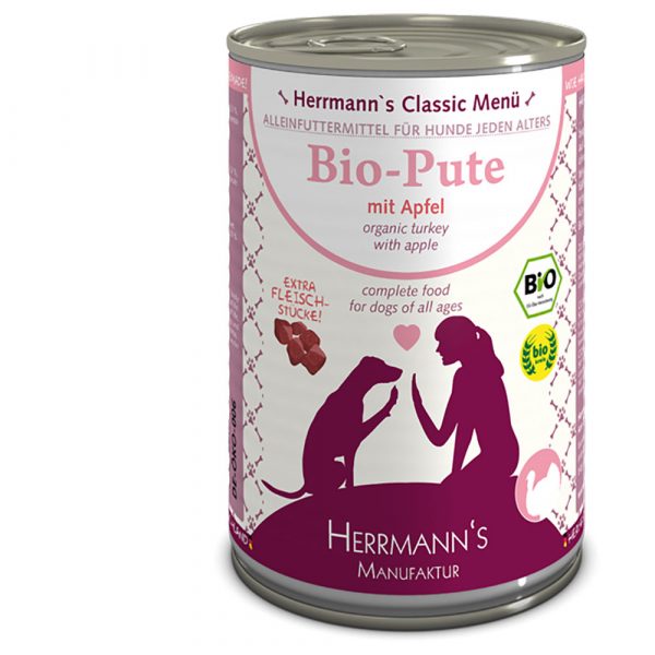 Herrmann's Classic Menü getreidefrei 6 x 400 g - Bio Pute mit Bio Apfel