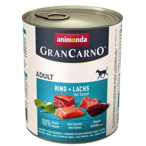 20 + 4 gratis! 24 x 800 g Animonda GranCarno Original - Adult: Rind & Lachs mit Spinat