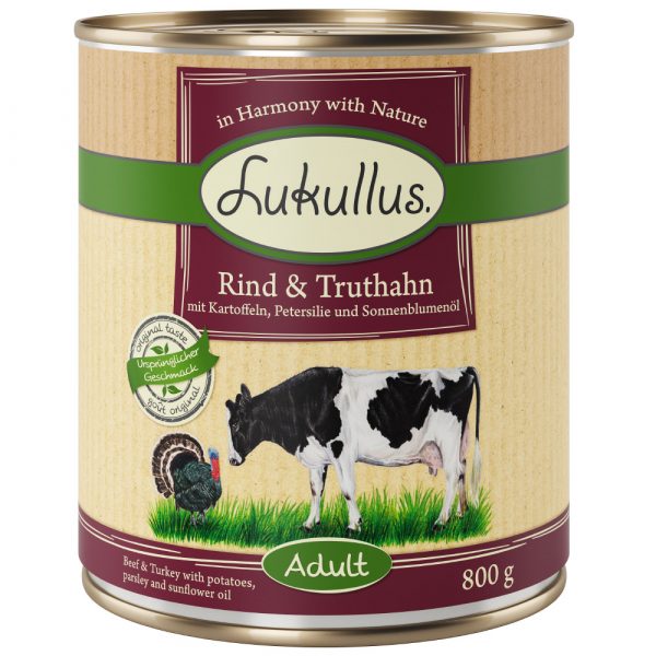 10 + 2 gratis! 12 x 800 g Lukullus Naturkost Adult