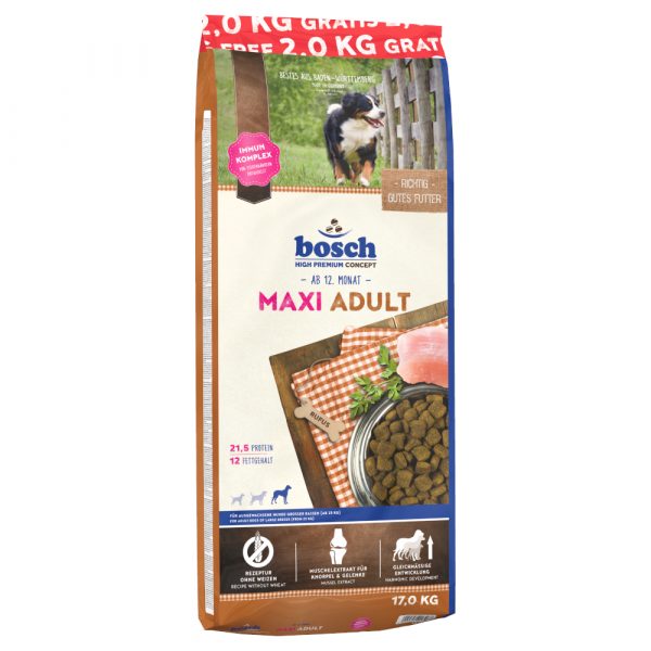 2 kg gratis! 17 kg bosch HPC Adult - Maxi Adult