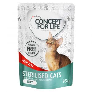 12 x 85 g Concept for Life getreidefrei zum Sonderpreis! - Sterilised Cats Rind - in Gelee