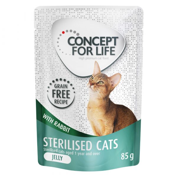 36 + 12 gratis! 48 x 85 g Concept for Life getreidefrei - Sterilised Cats Kaninchen - in Gelee