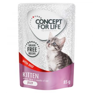 12 x 85 g Concept for Life getreidefrei zum Sonderpreis! - Kitten Rind - in Gelee