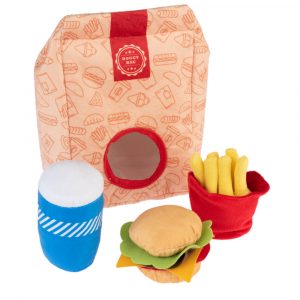 Hundespielzeug Squeaky Burger Menü - 4-teiliges Set