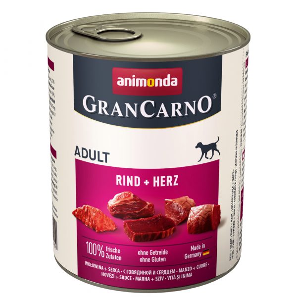20 + 4 gratis! 24 x 800 g Animonda GranCarno Original - Adult: Rind & Herz