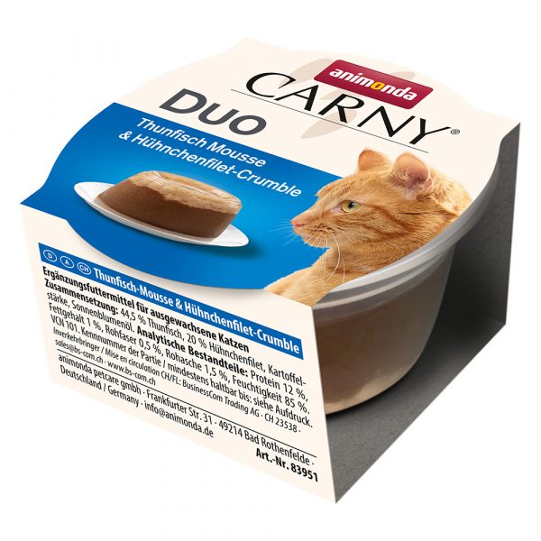 Animonda Carny Adult Duo 24 x 70 g - Thunfisch Mousse & Hühnchenfilet-Crumble